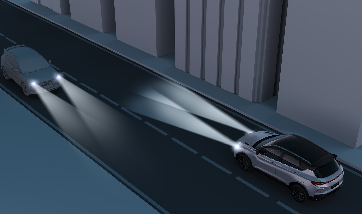 Control inteligent al fazei lungi pe Geely Coolray